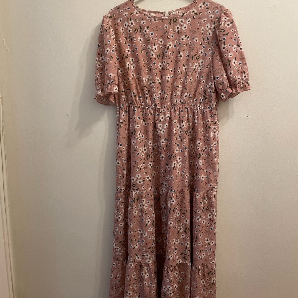 Floral Pink Midi Dress